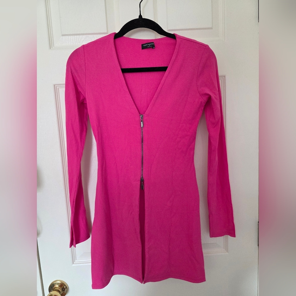 Naked Wardrobe Fuchsia Zip-Up Dress